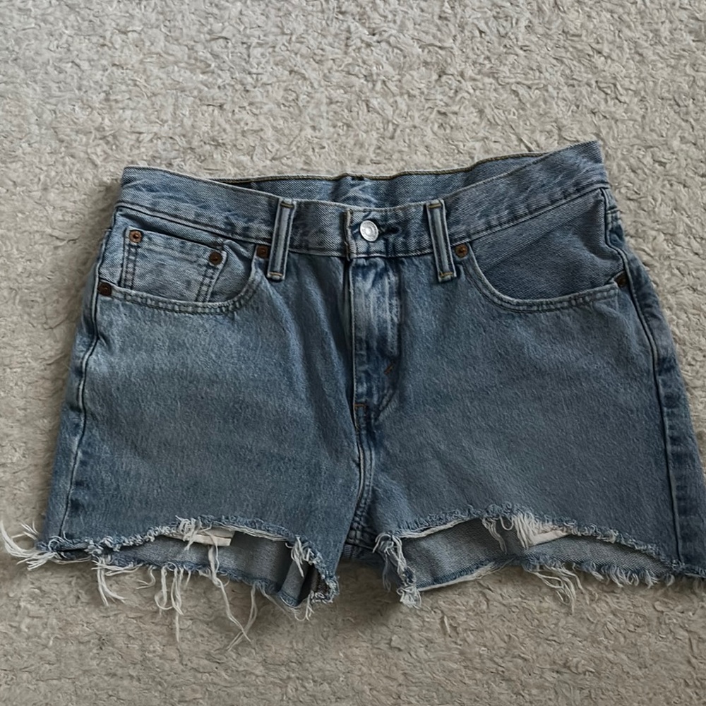! Levi's Blue Jean Shorts with Raw Hem